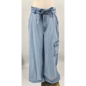 Elan Light Chambray Wide Leg Cargo Pants
